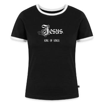 JÉSUS - T-shirt contrasté Femme - noir/blanc - Devant - Selfina (174cm)