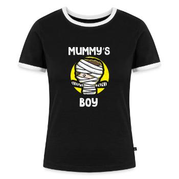 Muttersöhnchen Mamas Junge Mumie Gips - Frauen Kontrast-T-Shirt - Schwarz/Weiß - Vorne - Selfina (174cm)