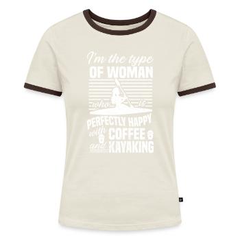 Kayak Bateau Canoë Paddle Double Paddle - T-shirt contrasté Femme - bleu/blanc - Devant