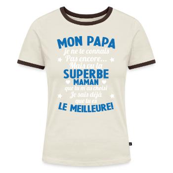 Annonce grossesse Cadeau Futur Papa Future Maman - T-shirt contrasté Femme - bleu/blanc - Devant