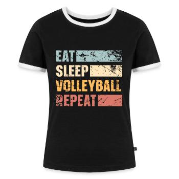 Volleyball - Women's Ringer T-Shirt - black/white - Front - Selfina (174cm)
