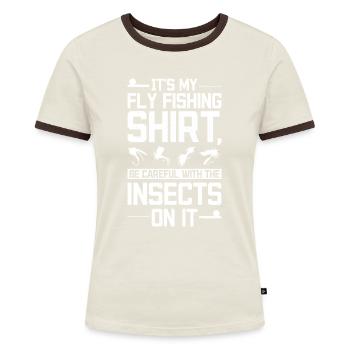 fly fishing bait Insects - Frauen Kontrast-T-Shirt - Blau/Weiß - Vorne