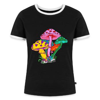 Champignons - T-shirt contrasté Femme - noir/blanc - Devant - Selfina (174cm)