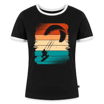 Kitesurfen Kitesurf Kitesurfer Kiteboard - Frauen Kontrast-T-Shirt - Schwarz/Weiß - Vorne - Selfina (174cm)