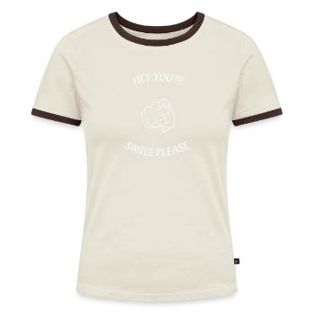 Sourire. - T-shirt contrasté Femme - bleu/blanc - Devant