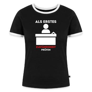Sachbearbeiter Beamte Verwaltung Büro Job Geschenk - Frauen Kontrast-T-Shirt - Schwarz/Weiß - Vorne - Selfina (174cm)