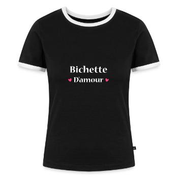 bichette d'amour - T-shirt contrasté Femme - noir/blanc - Devant - Selfina (174cm)