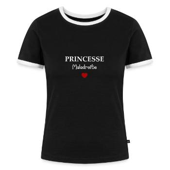 Princesse maladroite - T-shirt contrasté Femme - noir/blanc - Devant - Selfina (174cm)