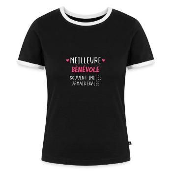 Meilleure benevole - T-shirt contrasté Femme - noir/blanc - Devant - Selfina (174cm)