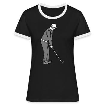 Golfeur Clipart Design - T-shirt contrasté Femme - noir/blanc - Devant - Selfina (174cm)