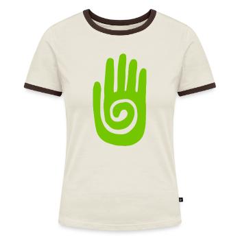 Chaman - Main de Guérison & Symbole de Protection - Vert - T-shirt contrasté Femme - bleu/blanc - Devant
