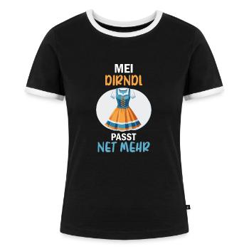 Damen Mei Dirndl Tracht Bayrisch Trachten Ersatz - Frauen Kontrast-T-Shirt - Schwarz/Weiß - Vorne - Selfina (174cm)