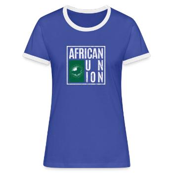 Afrikanische Union - Frauen Kontrast-T-Shirt - Blau/Weiß - Vorne