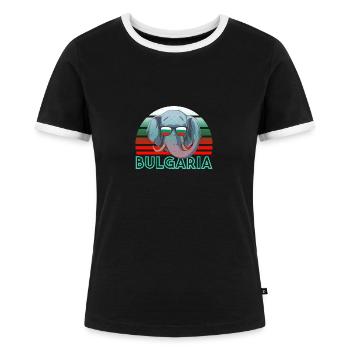 Bulgarie - T-shirt contrasté Femme - noir/blanc - Devant - Selfina (174cm)
