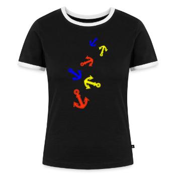 Anker form - Frauen Kontrast-T-Shirt - Schwarz/Weiß - Vorne - Selfina (174cm)