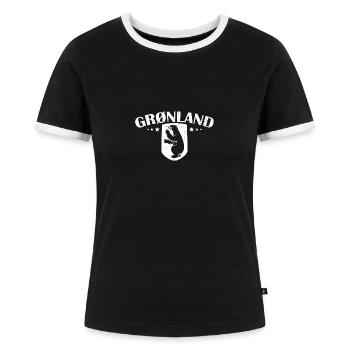 Grönland Tupilaq Kalaallit Nunaat Dänemark - Frauen Kontrast-T-Shirt - Schwarz/Weiß - Vorne - Selfina (174cm)