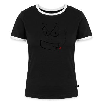 Smoking Ghul - Frauen Kontrast-T-Shirt - Schwarz/Weiß - Vorne - Selfina (174cm)