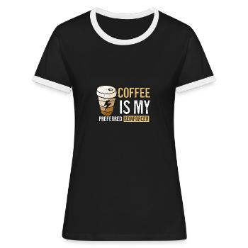 Café BCBA comportement drôle café - T-shirt contrasté Femme - noir/blanc - Devant - Selfina (174cm)