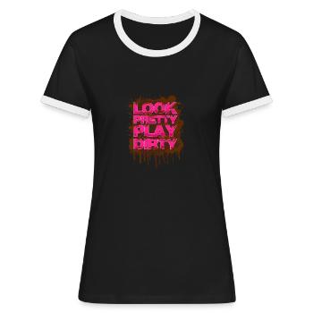 Belle jolie Schlammlauf Mud Run Muddy Race - T-shirt contrasté Femme - noir/blanc - Devant - Selfina (174cm)