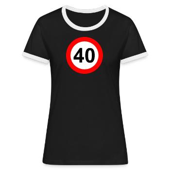 Panneau routier limite de vitesse 40 - T-shirt contrasté Femme - noir/blanc - Devant - Selfina (174cm)