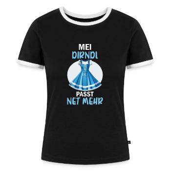 Damen Mei Dirndl Tracht Bayrisch Trachten Ersatz - Frauen Kontrast-T-Shirt - Schwarz/Weiß - Vorne - Selfina (174cm)