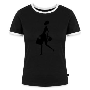 shopping - Women's Ringer T-Shirt - black/white - Front - Selfina (174cm)