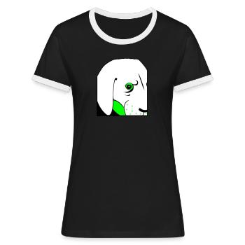 Hund - Frauen Kontrast-T-Shirt - Schwarz/Weiß - Vorne - Selfina (174cm)