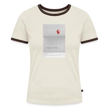 Make it happen minimalist Motivation Spruch - Frauen Kontrast-T-Shirt - Blau/Weiß - Vorne