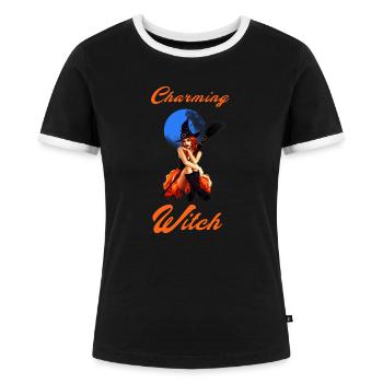 Charming Witch - Women's Ringer T-Shirt - black/white - Front - Selfina (174cm)