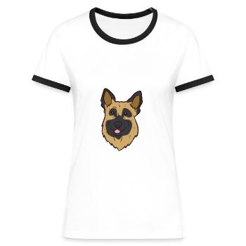Berger allemand - I love German Shepherd - T-shirt contrasté Femme - bleu/blanc - Devant