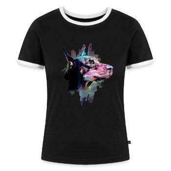 Doberman - T-shirt contrasté Femme - noir/blanc - Devant - Selfina (174cm)