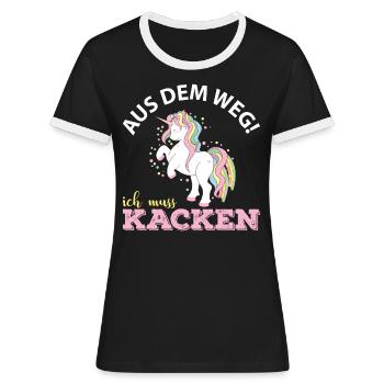 Aus dem Weg ich muss kacken - Frauen Kontrast-T-Shirt - Schwarz/Weiß - Vorne - Selfina (174cm)