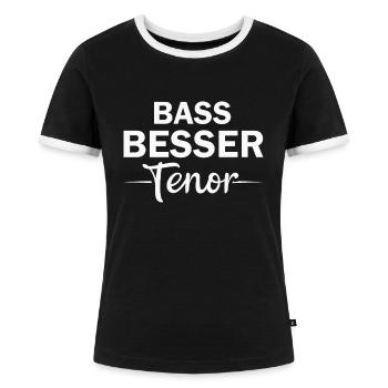 bass besser tenor - Frauen Kontrast-T-Shirt - Schwarz/Weiß - Vorne - Selfina (174cm)