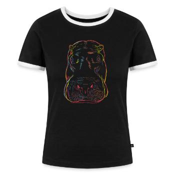 Hippopotame curieux - T-shirt contrasté Femme - noir/blanc - Devant - Selfina (174cm)