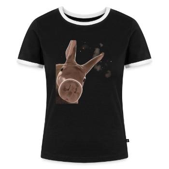 Porcelet terrestre curieux - T-shirt contrasté Femme - noir/blanc - Devant - Selfina (174cm)