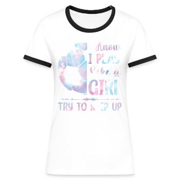Soccer Filles - T-shirt contrasté Femme - bleu/blanc - Devant