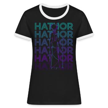 Hathor Ägyptische Göttin Altes Ägypten Retro - Frauen Kontrast-T-Shirt - Schwarz/Weiß - Vorne - Selfina (174cm)