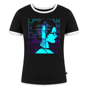 Librarian Retro - Women's Ringer T-Shirt - black/white - Front - Selfina (174cm)