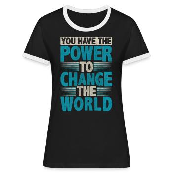 Motivate Inspire Encouragement Positivité Slogan - T-shirt contrasté Femme - noir/blanc - Devant - Selfina (174cm)