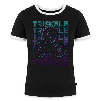 Triskele Triskelion Altes keltisches Symbol - Frauen Kontrast-T-Shirt - Schwarz/Weiß - Vorne - Selfina (174cm)