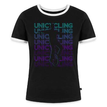 Monocyclisme Monocycle Rétro - T-shirt contrasté Femme - noir/blanc - Devant - Selfina (174cm)