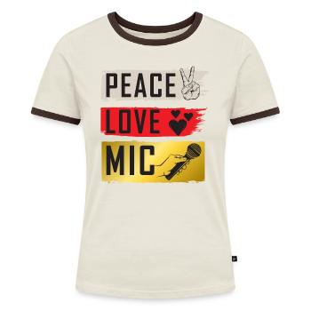 Peace Love Mic Musical Instrument - Frauen Kontrast-T-Shirt - Blau/Weiß - Vorne