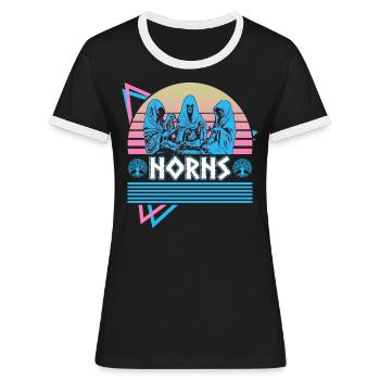 Norns Norse Mythology Retro - Women's Ringer T-Shirt - black/white - Front - Selfina (174cm)