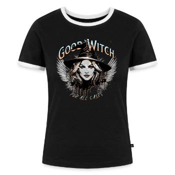 Hexe Gute Hexe Kräuterhexe Good Witch Magie Spruch - Frauen Kontrast-T-Shirt - Schwarz/Weiß - Vorne - Selfina (174cm)