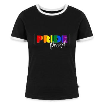 Pride Colour Rush with Proud Font - Women's Ringer T-Shirt - black/white - Front - Selfina (174cm)