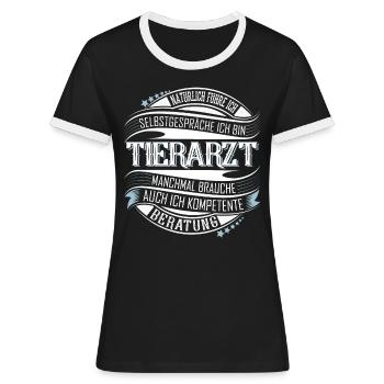 Tierarzt - Frauen Kontrast-T-Shirt - Schwarz/Weiß - Vorne - Selfina (174cm)