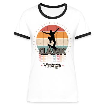 Vintage-Klassiker SKATE - Frauen Kontrast-T-Shirt - Blau/Weiß - Vorne