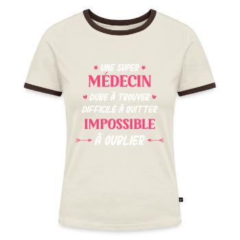 médecin - T-shirt contrasté Femme - bleu/blanc - Devant