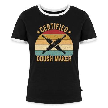 Funny bread baker - Women's Ringer T-Shirt - black/white - Front - Selfina (174cm)