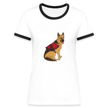 Polizeibeamter Polizeihund - Frauen Kontrast-T-Shirt - Blau/Weiß - Vorne